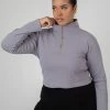 Public Desire UK KAIIA CLOTHING Curve High Neck Half Zip Top Grey Acid Wash