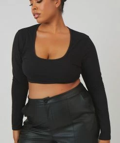 Public Desire UK Curve Pu Seam Front Split Detail Trousers Black KAIIA CLOTHING