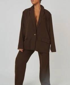 Public Desire UK KAIIA CLOTHING Curve Dad Trousers Chocolate 7 Public Desire UK KAIIA CLOTHING Curve Dad Trousers Chocolate