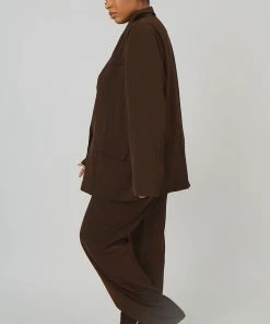 Public Desire UK Curve Dad Blazer Chocolate KAIIA CLOTHING