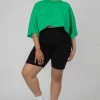 Public Desire UK Curve Exposed Seam Oversized Cropped T Shirt Green KAIIA CLOTHING