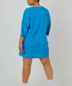 Public Desire UK Curve Newport Graphic T-Shirt Dress Blue KAIIA CLOTHING