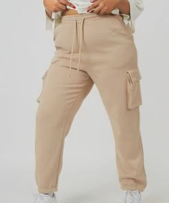 Public Desire UK KAIIA CLOTHING Curve Cargo Joggers Light Taupe