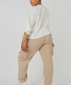 Public Desire UK KAIIA CLOTHING Curve Cargo Joggers Light Taupe