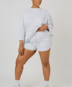 Public Desire UK KAIIA CLOTHING Curve Exposed Seam Oversized T Shirt Oatmeal Marl