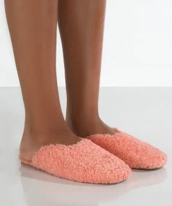 Public Desire UK Ciao Pink Teddy Slip On Slippers