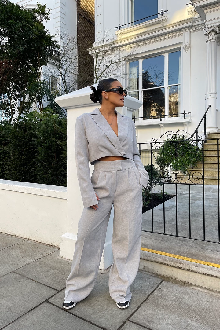 Public Desire UK KAIIA CLOTHING Tailored Wide Leg Trouser Grey 1 Public Desire UK KAIIA CLOTHING Tailored Wide Leg Trouser Grey