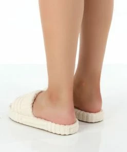 Public Desire UK NEW IN Juicy Ecru Terry Towelling Slider Slippers 7 Public Desire UK NEW IN Juicy Ecru Terry Towelling Slider Slippers