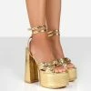 Public Desire UK Back In Stock Leo Edition Gold Metallic Platform High Heels