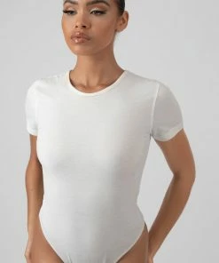 Public Desire UK KAIIA CLOTHING Cap Sleeve Tshirt Bodysuit White