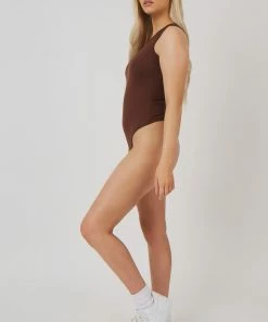 Public Desire UK Racer Back Bodysuit Coffee
