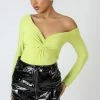 Public Desire UK Twist Wrap Gather Long Sleeve Bodysuit