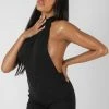 Public Desire UK KAIIA CLOTHING Sleeveless Short Ribbed Backless Unitard Black