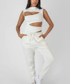 Public Desire UK KAIIA CLOTHING Asymmetric Cut Away Bodysuit White