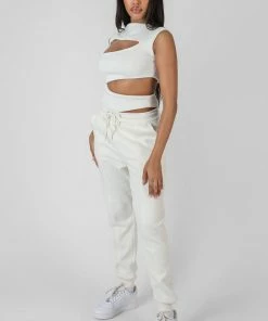 Public Desire UK KAIIA CLOTHING Asymmetric Cut Away Bodysuit White