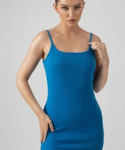 Public Desire UK Strappy Mini Curved Hem Dress Blue KAIIA CLOTHING
