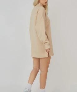 Public Desire UK Oversize Half Zip Sweater Dress Stone KAIIA CLOTHING