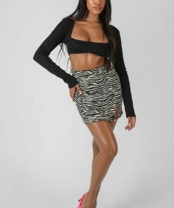 Public Desire UK Zebra Print Mini Skirt Black KAIIA CLOTHING