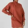 Public Desire UK KAIIA CLOTHING High Neck Embroidered Sweater Dress Rust