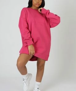 Public Desire UK KAIIA CLOTHING Kaiia Embroidered Sweat Dress Pink