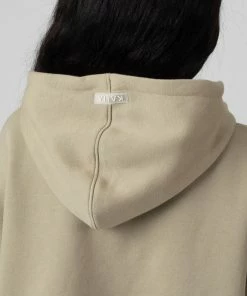 Public Desire UK Oversized Cropped Light Khaki Sweat Hoodie