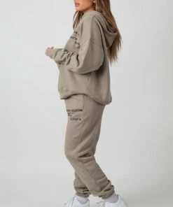 Public Desire UK Oversized Text Detail Hoodie Elm KAIIA CLOTHING