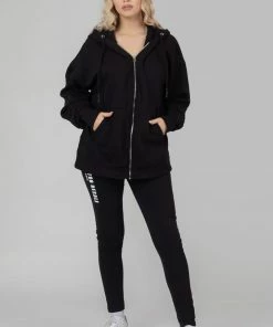 Public Desire UK Oversized Zip Through Hoodie Black KAIIA CLOTHING