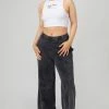 Public Desire UK Oversized Fit Split Front Seam Detail Wide Leg Joggers Acid Wash