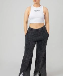 Public Desire UK Oversized Fit Split Front Seam Detail Wide Leg Joggers Acid Wash