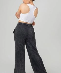 Public Desire UK Oversized Fit Split Front Seam Detail Wide Leg Joggers Acid Wash