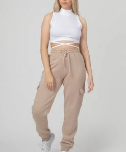 Public Desire UK Cargo Joggers Light Taupe KAIIA CLOTHING