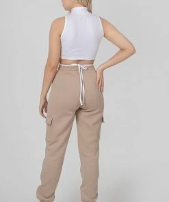 Public Desire UK Cargo Joggers Light Taupe KAIIA CLOTHING