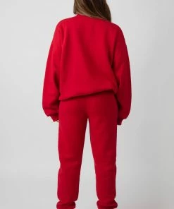 Public Desire UK Oversized Columbia Embroidered Slogan 90S Joggers Red