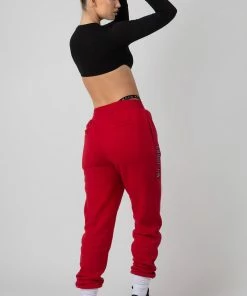 Public Desire UK Oversized Columbia Embroidered Slogan 90S Joggers Red