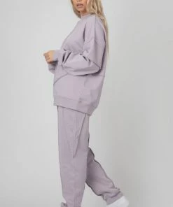 Public Desire UK Oversized Fit Raw Edge Joggers Lilac