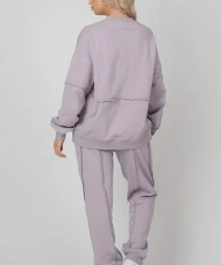 Public Desire UK Oversized Fit Raw Edge Joggers Lilac