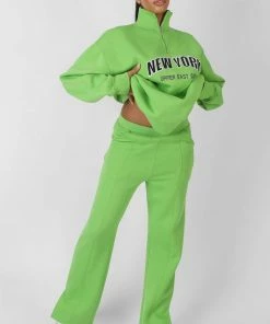 Public Desire UK New York Split Hem Straight Joggers Green