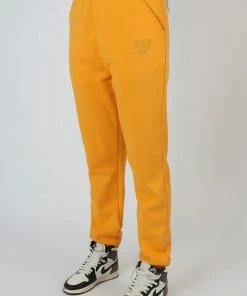 Public Desire UK Milan Tonal Embroidered Joggers Mango