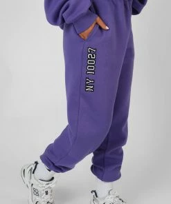 Public Desire UK KAIIA CLOTHING Embroidered Slogan 90'S Jogger Purple