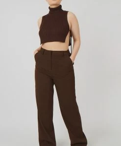 Public Desire UK KAIIA CLOTHING Tie Side Roll Neck Crop Top