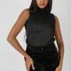 Public Desire UK KAIIA CLOTHING Sheer Knit Roll Neck Top In Black