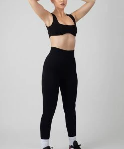 Public Desire UK Kaiia Premium Rib Seamless Leggings Black