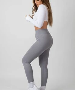 Public Desire UK KAIIA CLOTHING Kaiia Premium Rib Seamless Leggings Grey