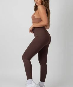 Public Desire UK Kaiia Premium Rib Seamless Leggings Chocolate