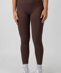 Public Desire UK Kaiia Premium Rib Seamless Leggings Chocolate