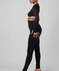 Public Desire UK KAIIA CLOTHING Tie Waist Leggings Black