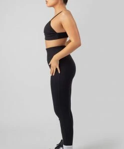 Public Desire UK KAIIA CLOTHING Thick Waistband Ribbed Leggings Black