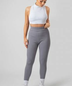 Public Desire UK Thick Waistband Ribbed Leggings Grey KAIIA CLOTHING