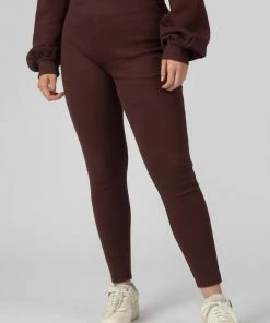 Public Desire UK Thick Waistband Ribbed Leggings In Chocolate KAIIA CLOTHING