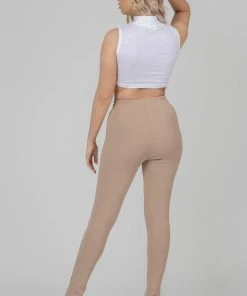 Public Desire UK Rib Mix Acid Wash Shaper Legging Taupe KAIIA CLOTHING